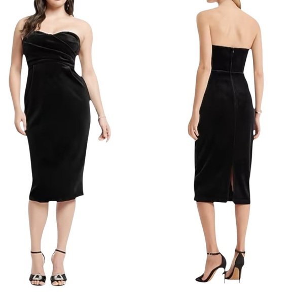 Express Velvet Black Strapless Holiday Dress Size S - Picture 1 of 9